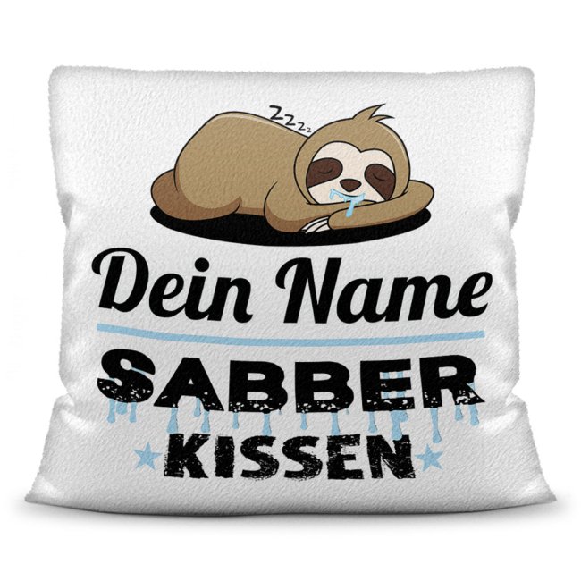 Personalisierbares Kissen mit lustigem Spruch - Dein Sabberkissen. Ein lustiges Geschenk für den besten Kumpel