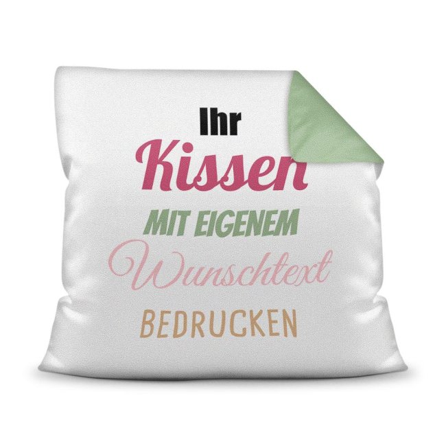 Dieses Kissen kannst Du nach Lust und Laune mit Deinem Wunschtext beschriften. Mach dieses Kissen zu Deinem persönlichen Lieblingskissen und...