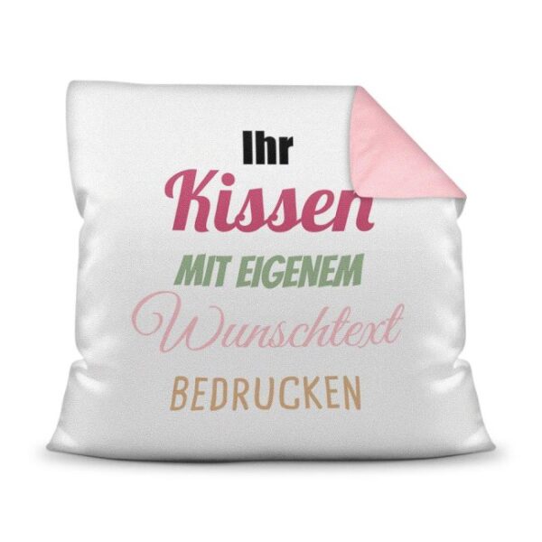 Dieses Kissen kannst Du nach Lust und Laune mit Deinem Wunschtext beschriften. Mach dieses Kissen zu Deinem persönlichen Lieblingskissen und...