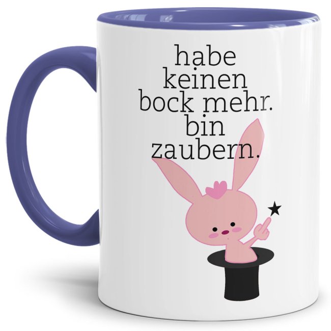 Unsere lustige blaue Kaffeetasse mit dem bocklosen Hasi passt in jede Lebenslage und zu jeder Situation