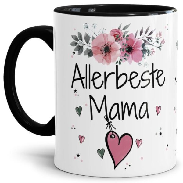 Einfach mal DANKE sagen - für die allerbeste Mama - über diesen Kaffeebecher mit dem liebevoll designten Blumenmotiv freut sich garantiert jede...