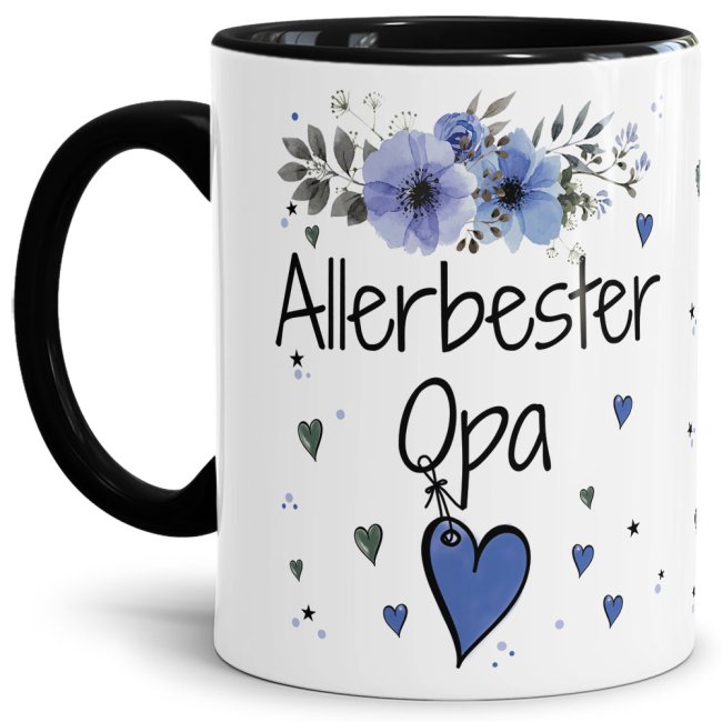 Einfach mal DANKE sagen - für den allerbesten Opa - über diesen Kaffeebecher mit dem liebevoll designten Blumenmotiv freut sich garantiert jeder...