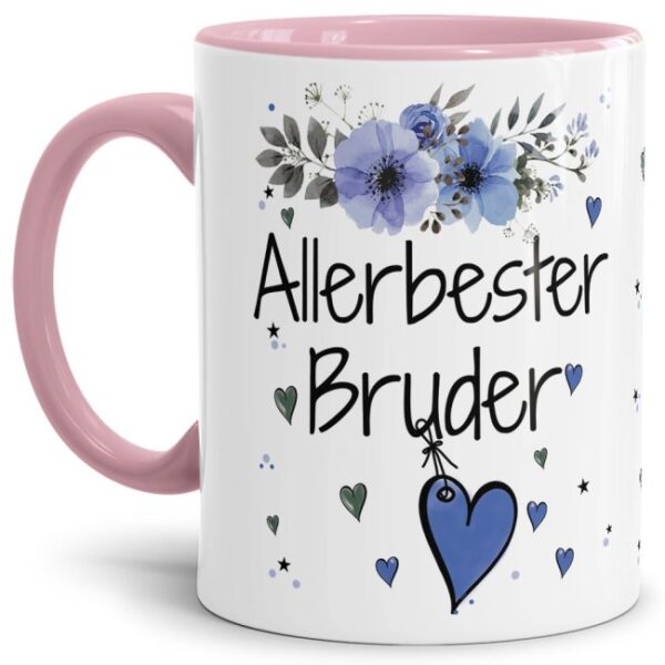 Einfach mal DANKE sagen - für den allerbesten Bruder - über diesen Kaffeebecher mit dem liebevoll designten Blumenmotiv freut sich garantiert jeder...