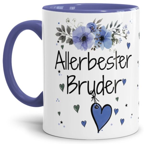 Einfach mal DANKE sagen - für den allerbesten Bruder - über diesen Kaffeebecher mit dem liebevoll designten Blumenmotiv freut sich garantiert jeder...