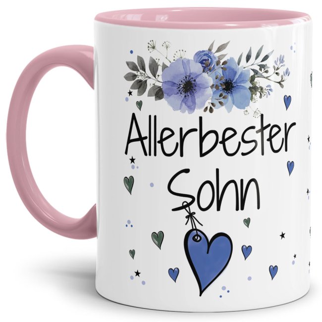 Einfach mal DANKE sagen - für den allerbesten Sohn - über diesen Kaffeebecher mit dem liebevoll designten Blumenmotiv freut sich garantiert jeder...