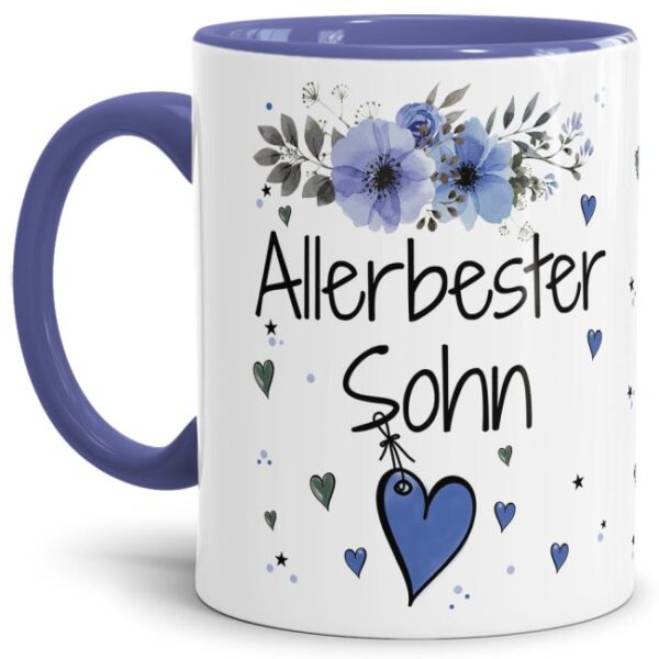 Einfach mal DANKE sagen - für den allerbesten Sohn - über diesen Kaffeebecher mit dem liebevoll designten Blumenmotiv freut sich garantiert jeder...