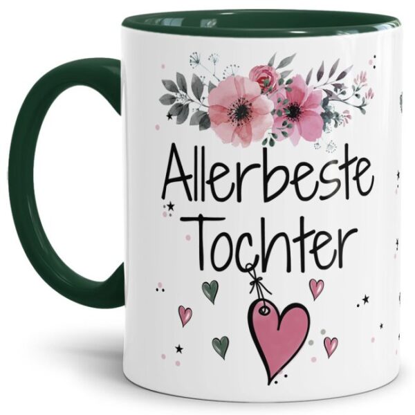 Einfach mal DANKE sagen - für die allerbeste Tochter - über diesen Kaffeebecher mit dem liebevoll designten Blumenmotiv freut sich garantiert jede...