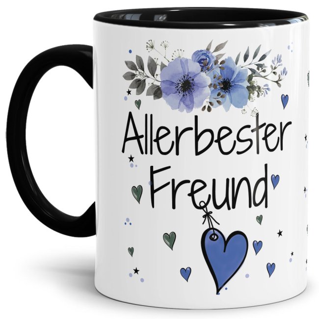 Einfach mal DANKE sagen - für den allerbesten Freund - über diesen Kaffeebecher mit dem liebevoll designten Blumenmotiv freut sich garantiert jeder...