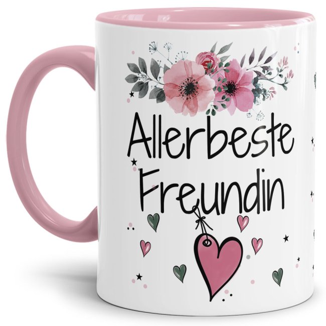 Einfach mal DANKE sagen - für die allerbeste Freundin - über diesen Kaffeebecher mit dem liebevoll designten Blumenmotiv freut sich garantiert jede...