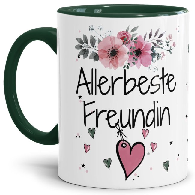 Einfach mal DANKE sagen - für die allerbeste Freundin - über diesen Kaffeebecher mit dem liebevoll designten Blumenmotiv freut sich garantiert jede...