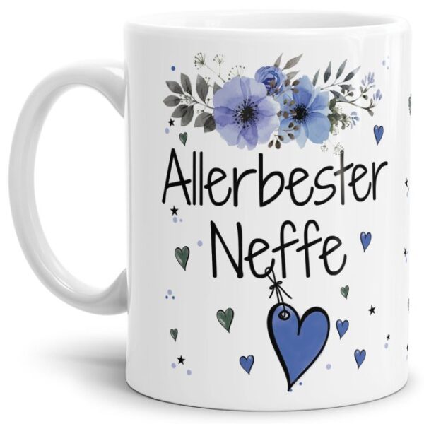 Einfach mal DANKE sagen - für den allerbesten Neffe - über diesen Kaffeebecher mit dem liebevoll designten Blumenmotiv freut sich garantiert jeder...