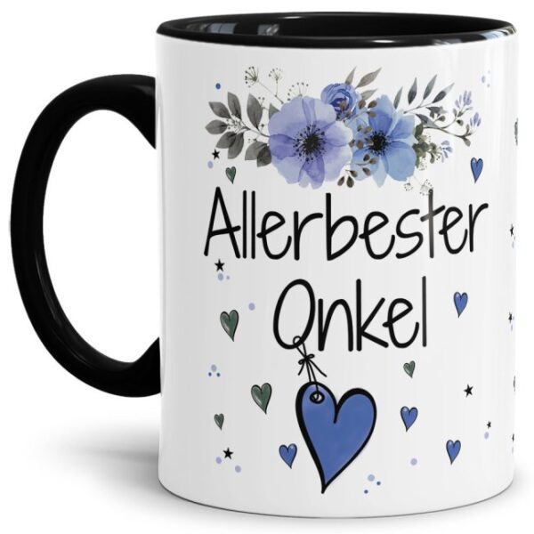 Einfach mal DANKE sagen - für den allerbesten Onkel - über diesen Kaffeebecher mit dem liebevoll designten Blumenmotiv freut sich garantiert jeder...