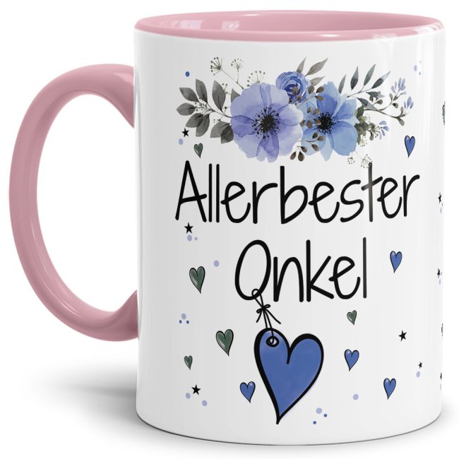 Einfach mal DANKE sagen - für den allerbesten Onkel - über diesen Kaffeebecher mit dem liebevoll designten Blumenmotiv freut sich garantiert jeder...