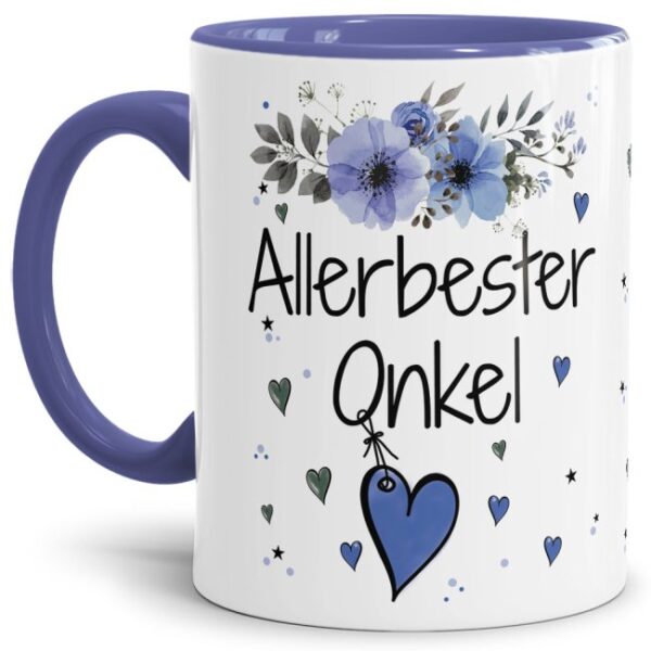 Einfach mal DANKE sagen - für den allerbesten Onkel - über diesen Kaffeebecher mit dem liebevoll designten Blumenmotiv freut sich garantiert jeder...