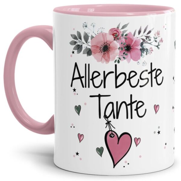 Einfach mal DANKE sagen - für die allerbeste Tante - über diesen Kaffeebecher mit dem liebevoll designten Blumenmotiv freut sich garantiert jede...