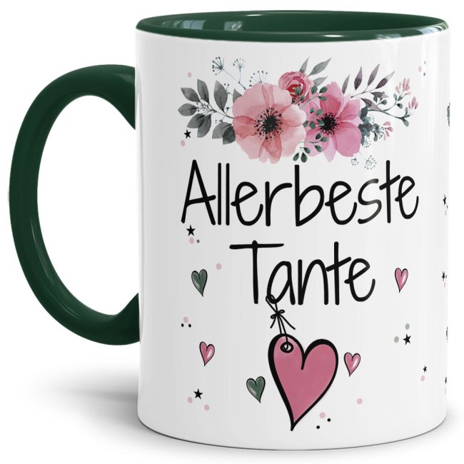 Einfach mal DANKE sagen - für die allerbeste Tante - über diesen Kaffeebecher mit dem liebevoll designten Blumenmotiv freut sich garantiert jede...