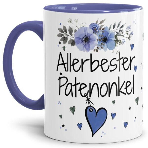 Einfach mal DANKE sagen - für den allerbesten Patenonkel - über diesen Kaffeebecher mit dem liebevoll designten Blumenmotiv freut sich garantiert...