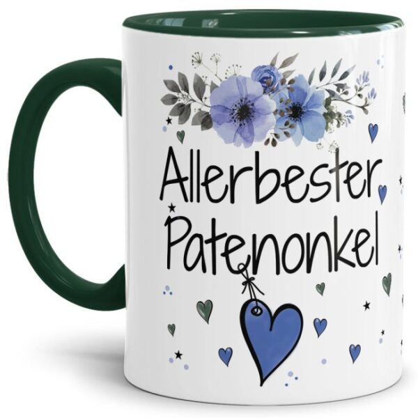 Einfach mal DANKE sagen - für den allerbesten Patenonkel - über diesen Kaffeebecher mit dem liebevoll designten Blumenmotiv freut sich garantiert...