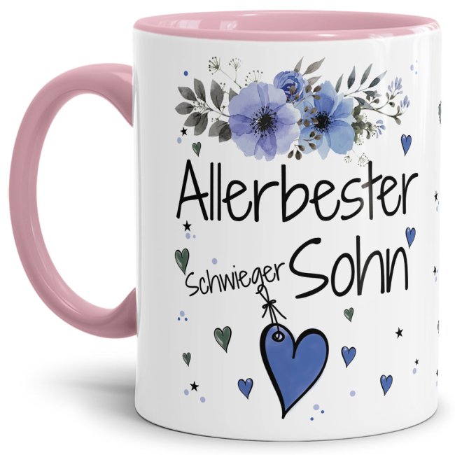 Einfach mal DANKE sagen - für den allerbesten Schwiegersohn - über diesen Kaffeebecher mit dem liebevoll designten Blumenmotiv freut sich...