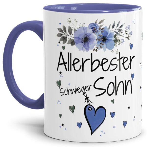 Einfach mal DANKE sagen - für den allerbesten Schwiegersohn - über diesen Kaffeebecher mit dem liebevoll designten Blumenmotiv freut sich...