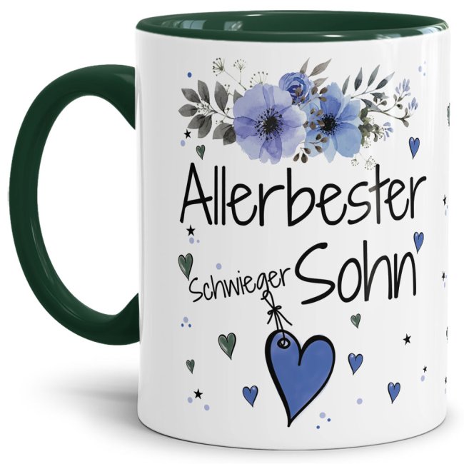 Einfach mal DANKE sagen - für den allerbesten Schwiegersohn - über diesen Kaffeebecher mit dem liebevoll designten Blumenmotiv freut sich...