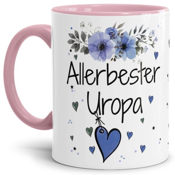 Einfach mal DANKE sagen - für den allerbesten Uropa - über diesen Kaffeebecher mit dem liebevoll designten Blumenmotiv freut sich garantiert jeder...