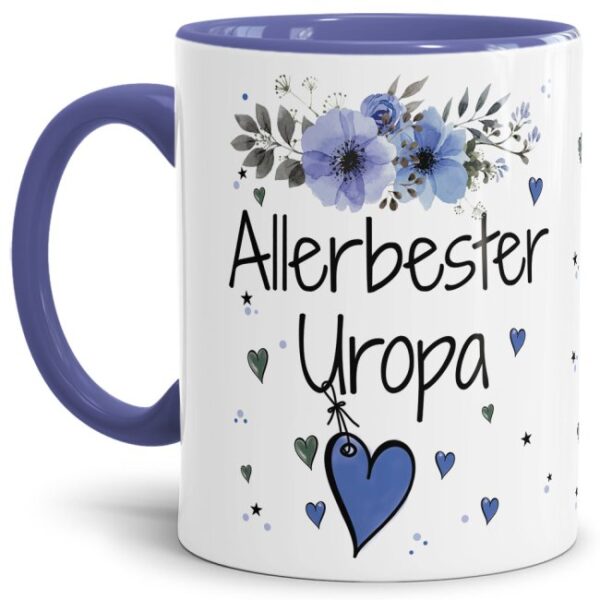 Einfach mal DANKE sagen - für den allerbesten Uropa - über diesen Kaffeebecher mit dem liebevoll designten Blumenmotiv freut sich garantiert jeder...