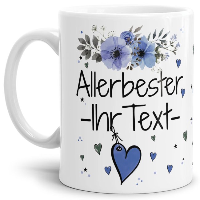 Einfach mal DANKE sagen - für den allerbesten Lieblingsmenschen - über diesen Kaffeebecher mit dem liebevoll designten Blumenmotiv freut sich...