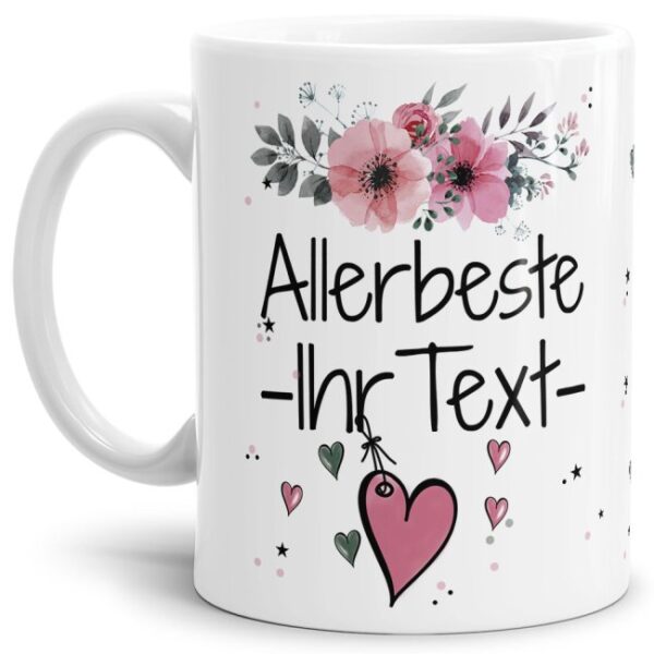 Einfach mal DANKE sagen - für den allerbesten Lieblingsmenschen - über diesen Kaffeebecher mit dem liebevoll designten Blumenmotiv freut sich...