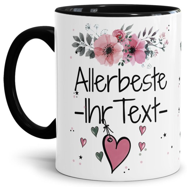 Einfach mal DANKE sagen - für den allerbesten Lieblingsmenschen - über diesen Kaffeebecher mit dem liebevoll designten Blumenmotiv freut sich...