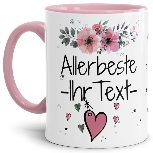 Einfach mal DANKE sagen - für den allerbesten Lieblingsmenschen - über diesen Kaffeebecher mit dem liebevoll designten Blumenmotiv freut sich...