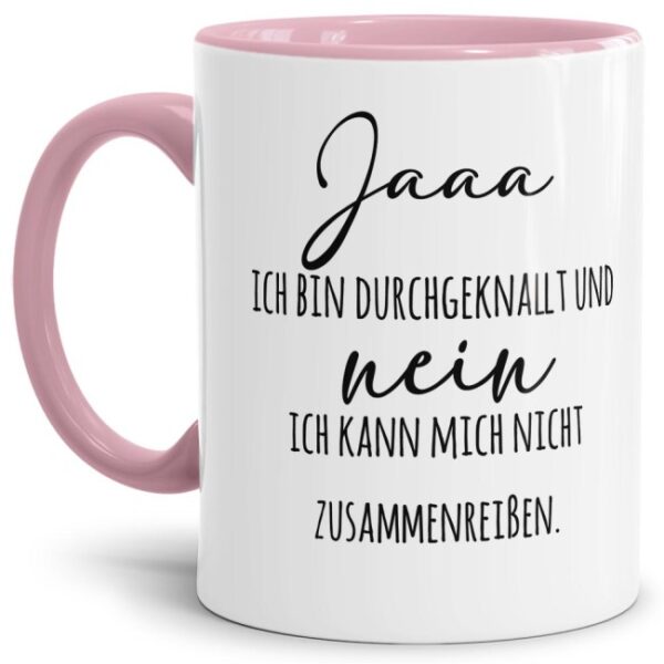 Keramiktasse mit lustigem Spruch für Menschen