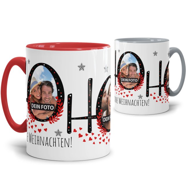 Ein besonderes Weihnachtsgeschenk oder kleines Nikolausgeschenk ist diese Tasse mit weihnachtlicher Fotocollage zum selbst Gestalten. Lade einfach...