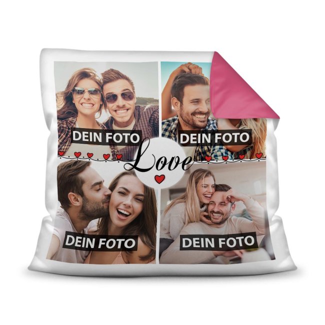 Kissen mit Fotocollage und passendem Spruch inklusive Kissenfüllung - LOVE - zum selbst Gestalten mit vier eigenen Fotos. Eine sehr persönliche...