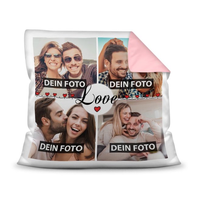 Kissen mit Fotocollage und passendem Spruch inklusive Kissenfüllung - LOVE - zum selbst Gestalten mit vier eigenen Fotos. Eine sehr persönliche...