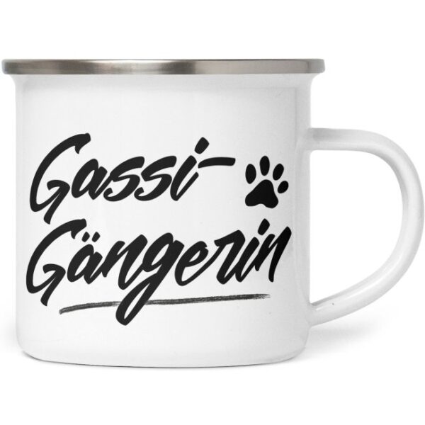 Liebevoll gestaltete Emaille-Tasse mit lustigem Hunde-Spruch - Gassigängerin - Diese neue Lieblingstasse ist das perfekte Geschenk für...