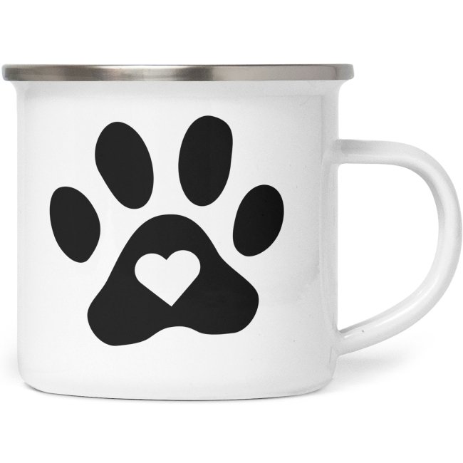 Liebevoll gestaltete Emaille-Tasse mit lustigem Hunde-Spruch - Pfote Symbol - Diese neue Lieblingstasse ist das perfekte Geschenk für Hundebesitzer...