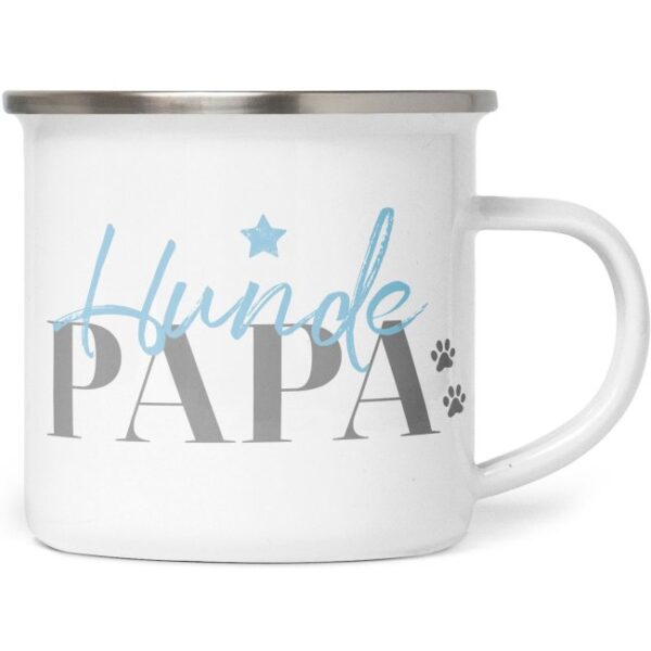 Liebevoll gestaltete Emaille-Tasse mit lustigem Hunde-Spruch - Hundepapa - Diese neue Lieblingstasse ist das perfekte Geschenk für Hundebesitzer...