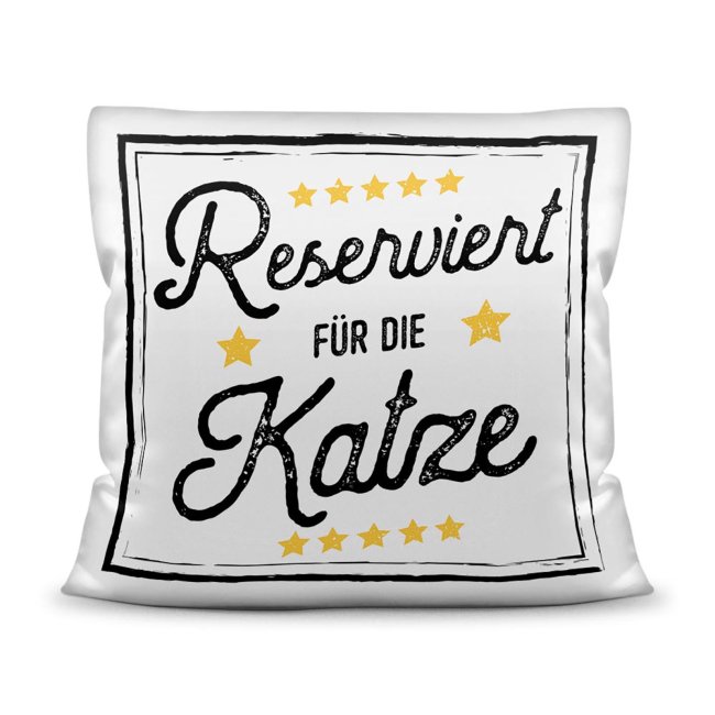 Bedrucktes Zierkissen mit Katzen-Spruch - Reserviert für die Katze - Dieses Kissen macht sich perfekt in jeder Wohnung und ist das perfekte...