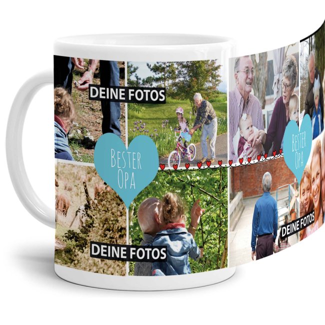 Eine Fototasse als Erinnerung und zum Danke sagen - eine besondere Geschenkidee für den besten Opa - Gestalte hier eine hochwertige Keramiktasse...