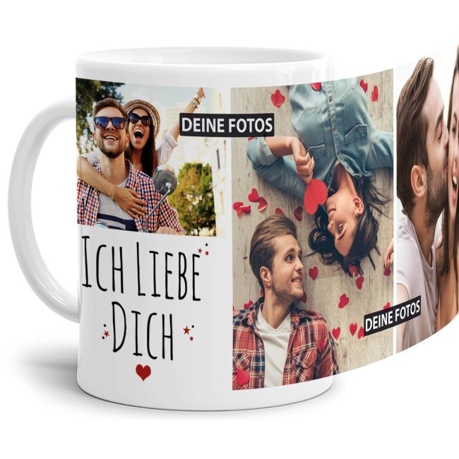 Fototasse mit liebevoll gestalteter Collage - Ich liebe Dich - ein besonderes