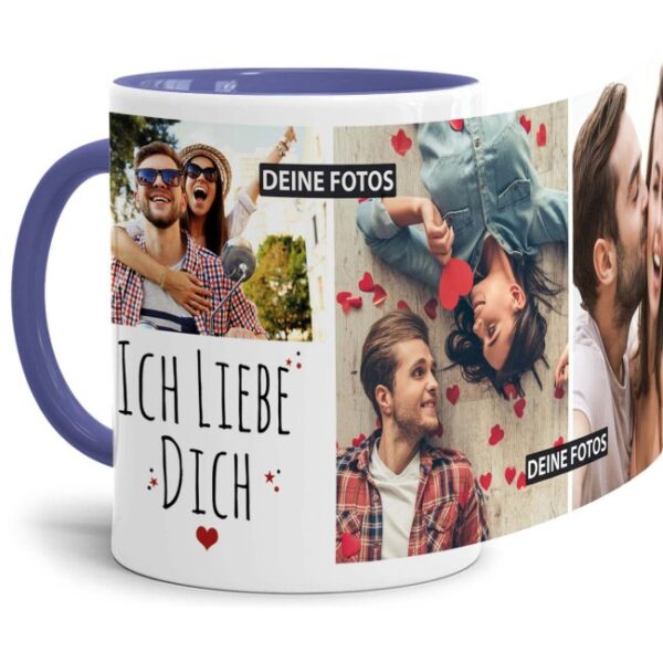 Fototasse mit liebevoll gestalteter Collage - Ich liebe Dich - ein besonderes