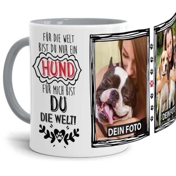 Liebevoll designter Kaffeebecher - selbst gestaltet mit den schönsten Hundefotos. Eine besondere Fototasse für Hundefreunde und originelles...