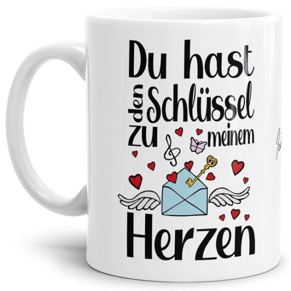 Du hast den Schlüssel zu meinem Herzen - das klingt einfach toll und sagt alles - über diese liebevoll gestaltete Tasse aus hochwertiger