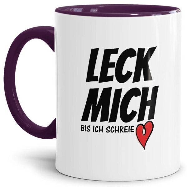 Tasse mit frechem Spruch mit violettem Akzent aus hochwertiger Keramik mit eindeutig-zweideutiger Botschaft - ein spezielles und besonderes...