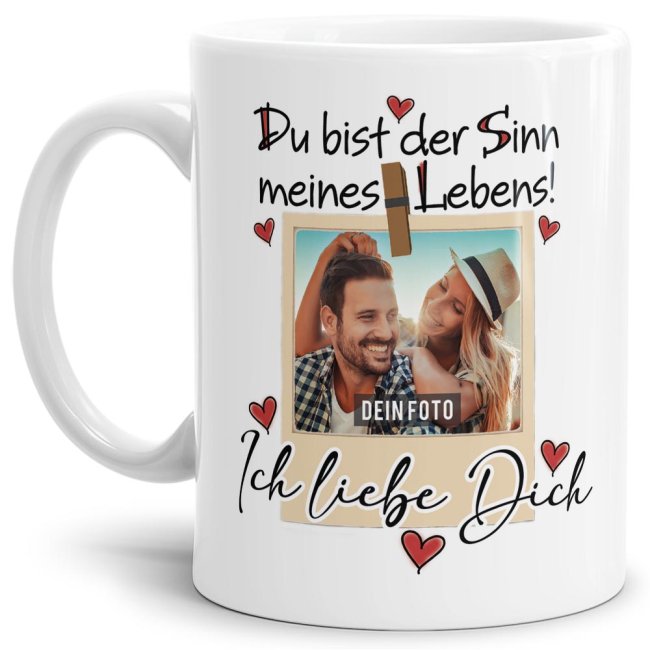 Hier kannst Du eine Tasse mit Fotocollage und schönem Spruch für Deinen Liebsten oder die Liebste selbst gestalten. Eine originelle Geschenkidee...