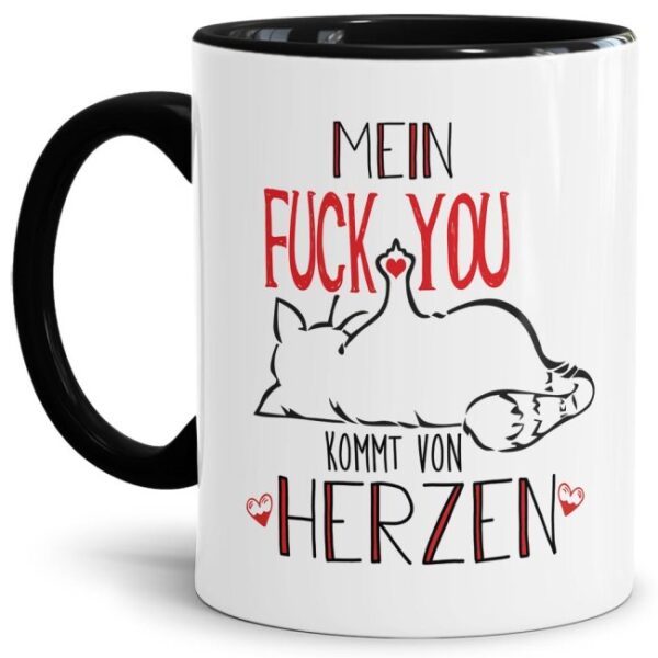 Diese freche Kater-Tasse setzt mit einer ganz klaren Meinung ein Zeichen! Witziger Kaffeebecher mit schwarzem Akzent zum Verschenken für Freunde...