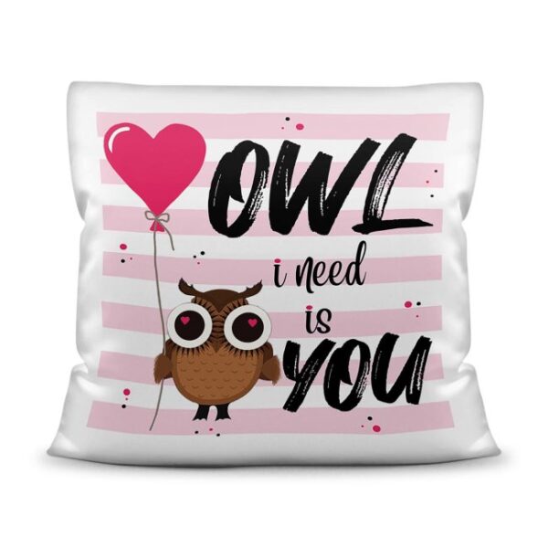 Owl I need is you - Liebevoll gestaltetes Eulenkissen aus seidig-glattem