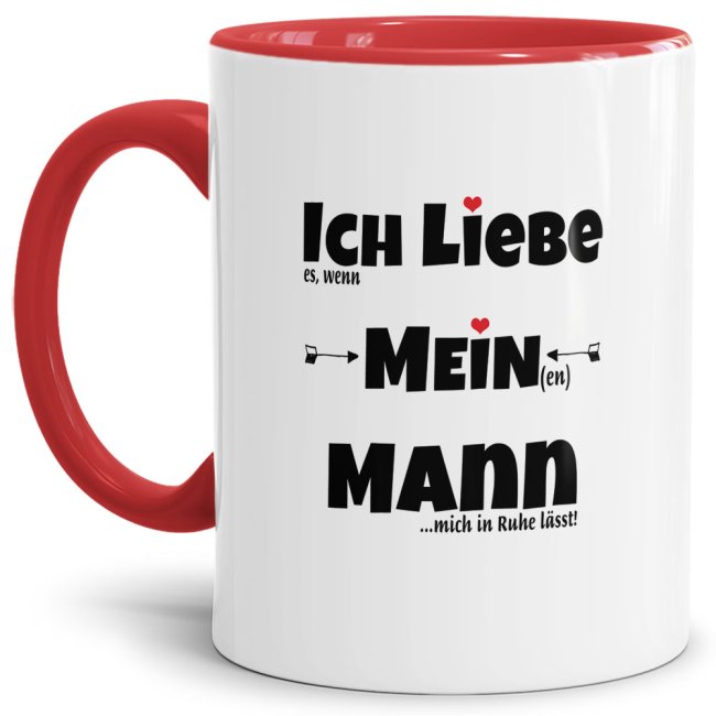 Manchmal brauchen die Männer von ihren Frauen einen Wink mit dem Zaunpfahl - unser Kaffee-Pott mit schwarzem Akzent und witzigem Spruch - Ich liebe...