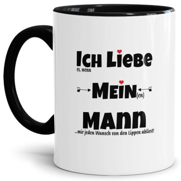 Manchmal brauchen die Männer von ihren Frauen einen Wink mit dem Zaunpfahl - unser Kaffee-Pott mit rotem Akzent und witzigem Spruch - Ich liebe...